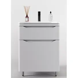 ТУМБА НАПОЛЬНАЯ STYLE LINE "МАРЕЛЛА 70", 2 ЯЩИКА, ЛЮКС АНТИСКРЕЙТЧ БЕЛЫЙ МАТОВЫЙ, PLUS