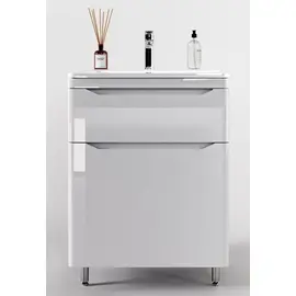 ТУМБА НАПОЛЬНАЯ STYLE LINE "МАРЕЛЛА 70", 2 ЯЩИКА, ЛЮКС АНТИСКРЕЙТЧ БЕЛЫЙ ГЛЯНЕЦ, PLUS