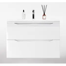 ТУМБА ПОДВЕСНАЯ STYLE LINE "МАРЕЛЛА 80", 2 ЯЩИКА, ЛЮКС АНТИСКРЕЙТЧ БЕЛЫЙ ГЛЯНЕЦ, PLUS