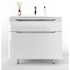 ТУМБА НАПОЛЬНАЯ STYLE LINE "МАРЕЛЛА 90", 2 ЯЩИКА, ЛЮКС АНТИСКРЕЙТЧ БЕЛЫЙ ГЛЯНЕЦ, PLUS