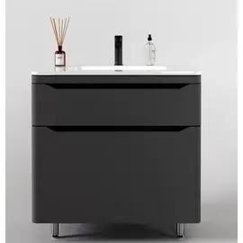 ТУМБА НАПОЛЬНАЯ STYLE LINE "МАРЕЛЛА 80", 2 ЯЩИКА, ЛЮКС АНТИСКРЕЙТЧ СЕРЫЙ, PLUS