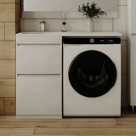 ТУМБА НАПОЛЬНАЯ STYLE LINE "ДАЛЛАС 110", 2 ЯЩИКА, ЛЮКС БЕЛАЯ, PLUS, ЭМАЛЬ