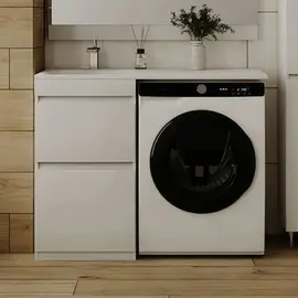 ТУМБА НАПОЛЬНАЯ STYLE LINE "ДАЛЛАС 110", 2 ЯЩИКА, ЛЮКС БЕЛАЯ, PLUS, ЭМАЛЬ