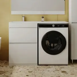 ТУМБА НАПОЛЬНАЯ STYLE LINE "ДАЛЛАС 120", 2 ЯЩИКА, ЛЮКС БЕЛАЯ, PLUS, ЭМАЛЬ