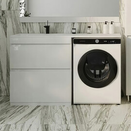 ТУМБА НАПОЛЬНАЯ STYLE LINE "ДАЛЛАС 140", 2 ЯЩИКА, ЛЮКС БЕЛАЯ, PLUS, ЭМАЛЬ