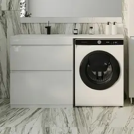 ТУМБА НАПОЛЬНАЯ STYLE LINE "ДАЛЛАС 140", 2 ЯЩИКА, ЛЮКС БЕЛАЯ, PLUS, ЭМАЛЬ