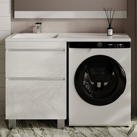 ТУМБА НАПОЛЬНАЯ STYLE LINE "ДАЛЛАС ЛЕОН 120", 2 ЯЩИКА, ЛЮКС БЕЛАЯ, PLUS