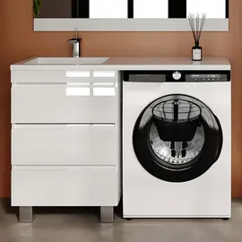 ТУМБА НАПОЛЬНАЯ STYLE LINE "ДАЛЛАС ЛЕОН 120" 3 ЯЩИКА, ЛЮКС БЕЛАЯ, PLUS