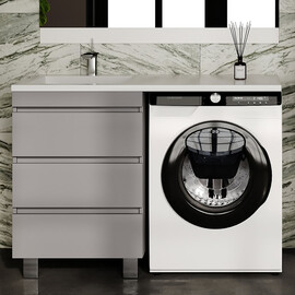 ТУМБА НАПОЛЬНАЯ STYLE LINE "ДАЛЛАС ЛЕОН 120" 3 ЯЩИКА, ЛЮКС СЕРАЯ, PLUS