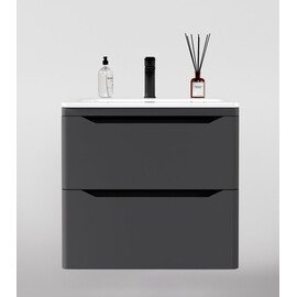 ТУМБА ПОДВЕСНАЯ STYLE LINE "МАРЕЛЛА 60", 2 ЯЩИКА, ЛЮКС АНТИСКРЕЙТЧ СЕРЫЙ, PLUS