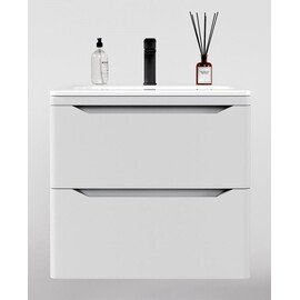 ТУМБА ПОДВЕСНАЯ STYLE LINE "МАРЕЛЛА 70", 2 ЯЩИКА, ЛЮКС АНТИСКРЕЙТЧ БЕЛЫЙ МАТОВЫЙ, PLUS