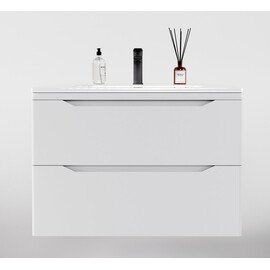 ТУМБА ПОДВЕСНАЯ STYLE LINE "МАРЕЛЛА 80", 2 ЯЩИКА, ЛЮКС АНТИСКРЕЙТЧ БЕЛЫЙ МАТОВЫЙ, PLUS