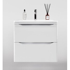 ТУМБА ПОДВЕСНАЯ STYLE LINE "МАРЕЛЛА 60", 2 ЯЩИКА, ЛЮКС АНТИСКРЕЙТЧ БЕЛЫЙ ГЛЯНЕЦ, PLUS