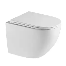 УНИТАЗ ПОДВЕСНОЙ POINT САТУРН БЕЗОБОДКОВЫЙ, БЕЛЫЙ, СИДЕНЬЕ ДЮРОПЛАСТ МИКРОЛИФТ БЫСТРОСЪЕМНОЕ