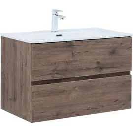 ТУМБА ПОД РАКОВИНУ AQUANET АЛВИТА NEW 80 2 ЯЩИКА, ДУБ ВЕЛЛИНГТОН ТАБАК