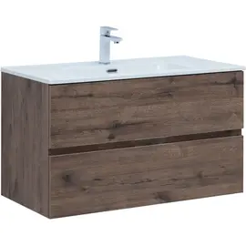 ТУМБА ПОД РАКОВИНУ AQUANET АЛВИТА NEW 90 2 ЯЩИКА, ДУБ ВЕЛЛИНГТОН ТАБАК