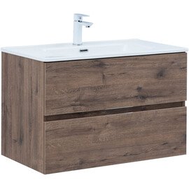 ТУМБА ПОД РАКОВИНУ AQUANET АЛВИТА NEW 80 2 ЯЩИКА, ДУБ ВЕЛЛИНГТОН ТАБАК