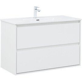 ТУМБА ПОД РАКОВИНУ AQUANET МИЛАН 100 БЕЛЫЙ ГЛЯНЕЦ