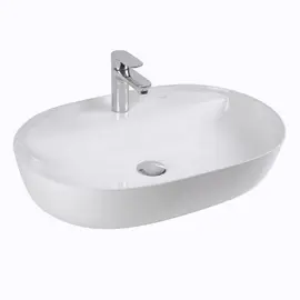 РАКОВИНА НАКЛАДНАЯ ОВАЛЬНАЯ BOND S01-600 60*40*13,5СМ БЕЛАЯ С ОТВЕРСТИЕМ ПОД СМЕСИТЕЛЬ