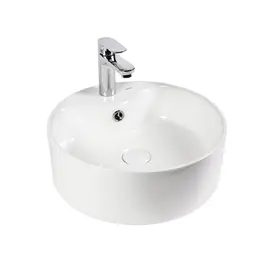 РАКОВИНА НАКЛАДНАЯ КРУГЛАЯ BOND S03-410 41*41*15СМ БЕЛАЯ С ПЕРЕЛИВОМ И ОТВЕРСТИЕМ ПОД СМЕСИТЕЛЬ