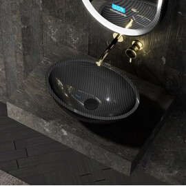 РАКОВИНА НАКЛАДНАЯ КАРБОНОВАЯ ABBER KARBON AK2042 ЧЕРНАЯ