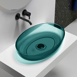 РАКОВИНА НАКЛАДНАЯ ПРОЗРАЧНАЯ ABBER KRISTALL AT2801AQUAMARIN БИРЮЗОВАЯ