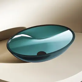 РАКОВИНА НАКЛАДНАЯ ПРОЗРАЧНАЯ ABBER KRISTALL AT2802AQUAMARIN БИРЮЗОВАЯ