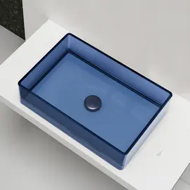 РАКОВИНА НАКЛАДНАЯ ПРОЗРАЧНАЯ ABBER KRISTALL AT2803SAPHIR СИНЯЯ