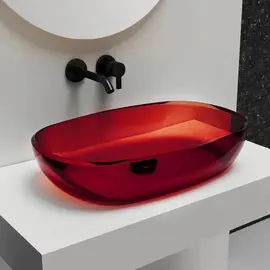 РАКОВИНА НАКЛАДНАЯ ПРОЗРАЧНАЯ ABBER KRISTALL AT2805RUBIN КРАСНАЯ