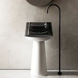 РАКОВИНА ОТДЕЛЬНОСТОЯЩАЯ ПРОЗРАЧНАЯ ABBER KRISTALL AT2706WHITE-ONYX БЕЛЫЙ/ЧЕРНЫЙ