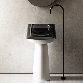 РАКОВИНА ОТДЕЛЬНОСТОЯЩАЯ ПРОЗРАЧНАЯ ABBER KRISTALL AT2706WHITE-ONYX БЕЛЫЙ/ЧЕРНЫЙ