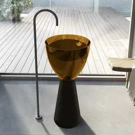 РАКОВИНА ОТДЕЛЬНОСТОЯЩАЯ ПРОЗРАЧНАЯ ABBER KRISTALL AT2703BLACK-VESUVIAN ЧЕРНЫЙ/ОЛИВКОВЫЙ