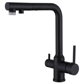 СМЕСИТЕЛЬ ABBER EMOTION AF8814B ДЛЯ КУХНИ С ПОДКЛЮЧЕНИЕМ ФИЛЬТРА И ВЫДВИЖНОЙ ЛЕЙКОЙ, ЧЕРНЫЙ МАТОВЫЙ