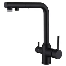 СМЕСИТЕЛЬ ABBER EMOTION AF8814B ДЛЯ КУХНИ С ПОДКЛЮЧЕНИЕМ ФИЛЬТРА И ВЫДВИЖНОЙ ЛЕЙКОЙ, ЧЕРНЫЙ МАТОВЫЙ