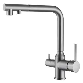 СМЕСИТЕЛЬ ABBER EMOTION AF8814NG ДЛЯ КУХНИ С ПОДКЛЮЧЕНИЕМ ФИЛЬТРА И ВЫДВИЖНОЙ ЛЕЙКОЙ, НИКЕЛЬ