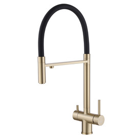 СМЕСИТЕЛЬ ABBER WASSER KREIS AF81141G ДЛЯ КУХНИ С ПОДКЛЮЧЕНИЕМ ФИЛЬТРА И ВЫДВИЖНОЙ ЛЕЙКОЙ, ЗОЛОТО МАТОВОЕ