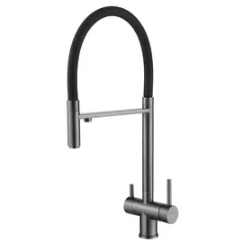 СМЕСИТЕЛЬ ABBER WASSER KREIS AF81141NG ДЛЯ КУХНИ С ПОДКЛЮЧЕНИЕМ ФИЛЬТРА И ВЫДВИЖНОЙ ЛЕЙКОЙ, НИКЕЛЬ