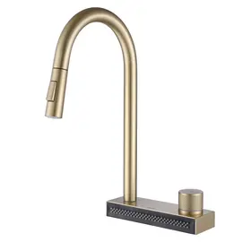 СМЕСИТЕЛЬ ABBER WASSER KREIS AF8114G ДЛЯ КУХНИ С ВЫДВИЖНОЙ ЛЕЙКОЙ, ЗОЛОТО МАТОВОЕ