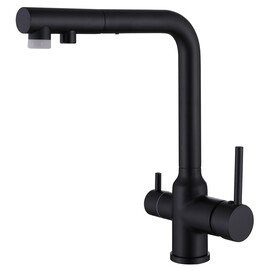 СМЕСИТЕЛЬ ABBER EMOTION AF8814B ДЛЯ КУХНИ С ПОДКЛЮЧЕНИЕМ ФИЛЬТРА И ВЫДВИЖНОЙ ЛЕЙКОЙ, ЧЕРНЫЙ МАТОВЫЙ