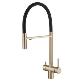 СМЕСИТЕЛЬ ABBER WASSER KREIS AF81141G ДЛЯ КУХНИ С ПОДКЛЮЧЕНИЕМ ФИЛЬТРА И ВЫДВИЖНОЙ ЛЕЙКОЙ, ЗОЛОТО МАТОВОЕ