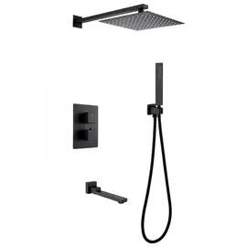 ДУШЕВАЯ СИСТЕМА ABBER DAHEIM AF8250B СКРЫТОГО МОНТАЖА С ИЗЛИВОМ, ТЕРМОСТАТ, ЧЕРНАЯ МАТОВАЯ
