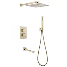 ДУШЕВАЯ СИСТЕМА ABBER DAHEIM AF8250G СКРЫТОГО МОНТАЖА С ИЗЛИВОМ, ТЕРМОСТАТ, ЗОЛОТО МАТОВОЕ