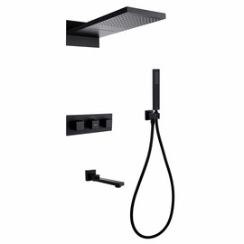 ДУШЕВАЯ СИСТЕМА ABBER DAHEIM AF8253B СКРЫТОГО МОНТАЖА С ИЗЛИВОМ, ТЕРМОСТАТ, ЧЕРНЫЙ МАТОВЫЙ