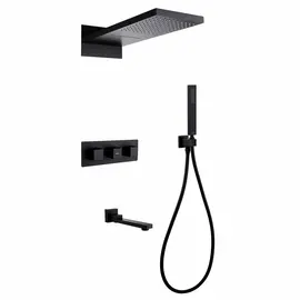ДУШЕВАЯ СИСТЕМА ABBER DAHEIM AF8253B СКРЫТОГО МОНТАЖА С ИЗЛИВОМ, ТЕРМОСТАТ, ЧЕРНЫЙ МАТОВЫЙ
