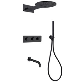 ДУШЕВАЯ СИСТЕМА ABBER WASSER KREIS AF8150B СКРЫТОГО МОНТАЖА С ИЗЛИВОМ, ТЕРМОСТАТ, ЧЕРНАЯ МАТОВАЯ