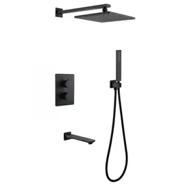 ДУШЕВАЯ СИСТЕМА ABBER WEISS INSEL AF8050B СКРЫТОГО МОНТАЖА С ИЗЛИВОМ, ТЕРМОСТАТ, ЧЕРНАЯ МАТОВАЯ