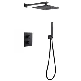 ДУШЕВАЯ СИСТЕМА ABBER WEISS INSEL AF8051B СКРЫТОГО МОНТАЖА БЕЗ ИЗЛИВА, ТЕРМОСТАТ, ЧЕРНЫЙ МАТОВЫЙ
