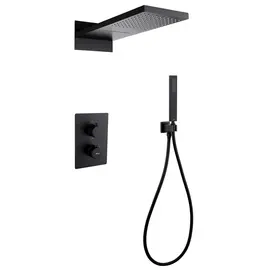 ДУШЕВАЯ СИСТЕМА ABBER WEISS INSEL AF8052B СКРЫТОГО МОНТАЖА БЕЗ ИЗЛИВА, ТЕРМОСТАТ, ЧЕРНАЯ МАТОВАЯ