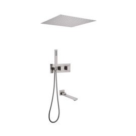 ДУШЕВАЯ СИСТЕМА ABBER DAHEIM AF8254SP СКРЫТОГО МОНТАЖА С ИЗЛИВОМ, ТЕРМОСТАТ, САТИН