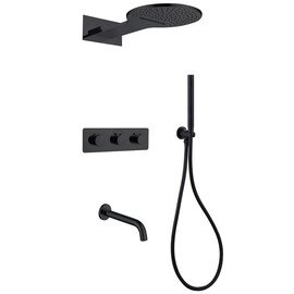 ДУШЕВАЯ СИСТЕМА ABBER WASSER KREIS AF8150B СКРЫТОГО МОНТАЖА С ИЗЛИВОМ, ТЕРМОСТАТ, ЧЕРНАЯ МАТОВАЯ